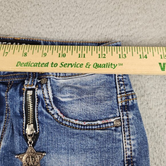 Womens Blue Denim Resalsa Skinny Ankle Jean Size 27 Stretch Faded Star Charm Zip - Picture 4 of 14